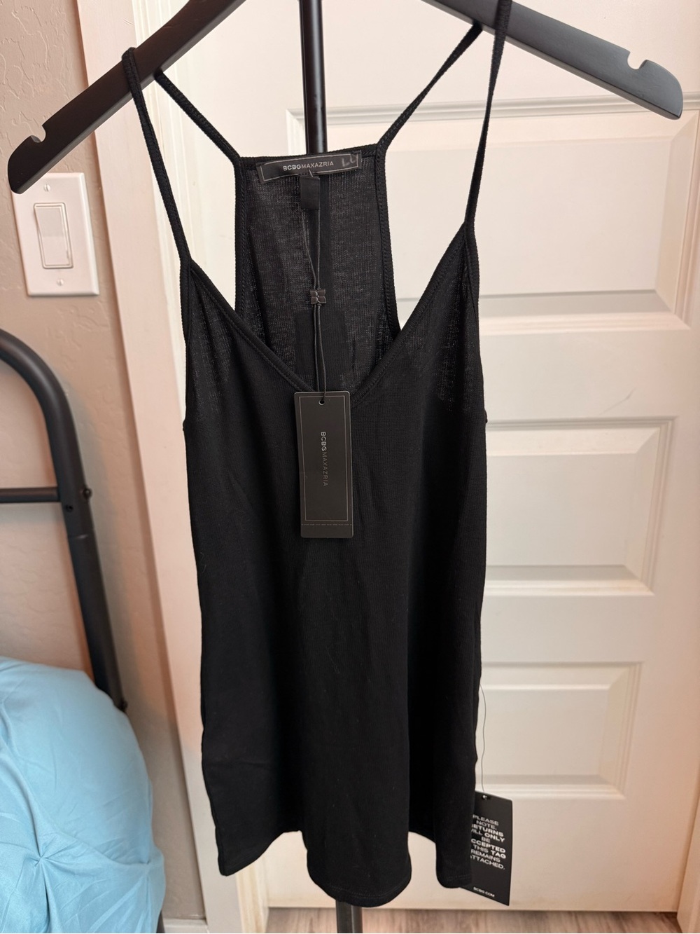 BCBGMaxAzria Black Slip Camisole with Racerback Detail